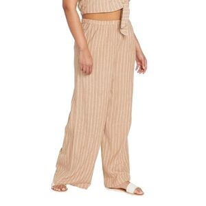 Women’s Volcom Coco Ho Wide Leg Pinstripe Linen Pants Size Large